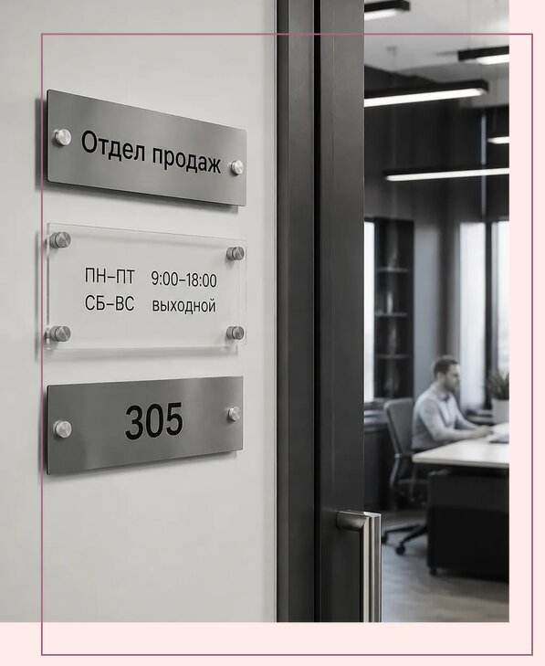 Офисные таблички на дверь в Вологде по цене от 5033 р. | Аванза-Вгд